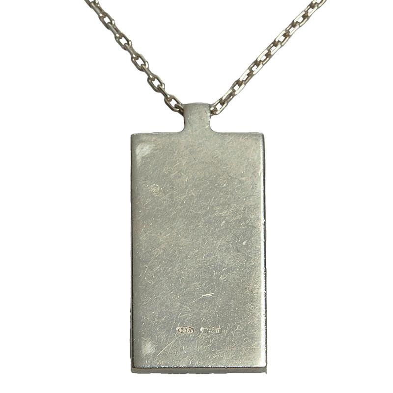 GUCCI（グッチ） ロゴ プレート ネックレス シルバー メタル