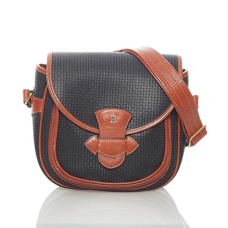 バリー Bロゴ 斜め掛け ショルダーバッグ ブラック ブラウン PVC