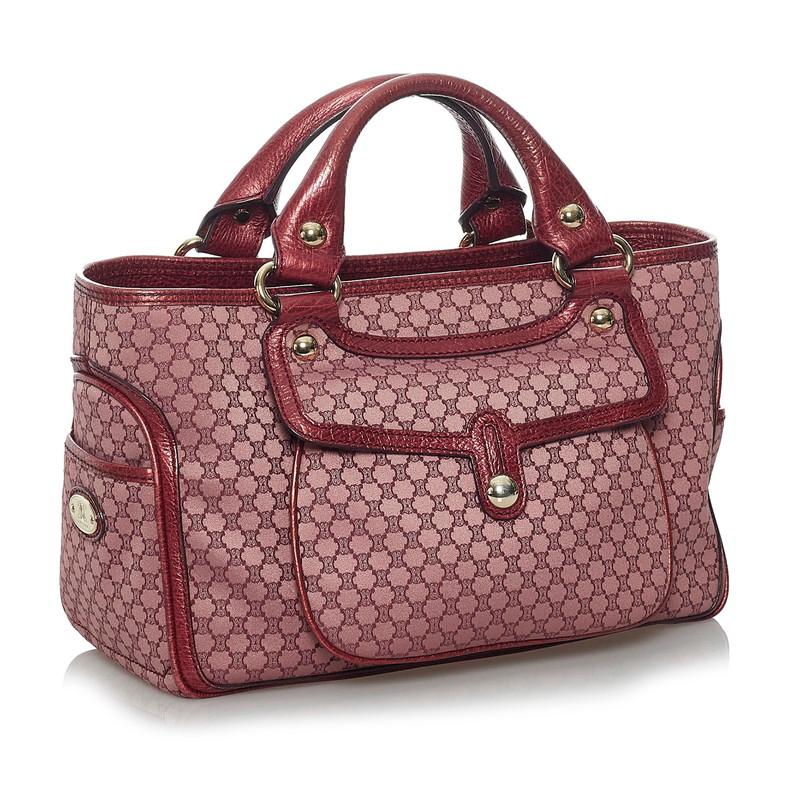 美品 CELINE セリーヌ マカダム柄 ブギーバッグ ハンドバッグ ピンク CELINE セリーヌ マカダム ブギーバッグ ハンドバッグ ピンク