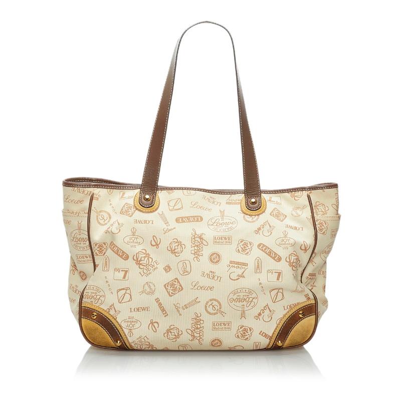 ロエベ LOEWE マザーズバッグキャンバス レザー アナグラム ブラウン