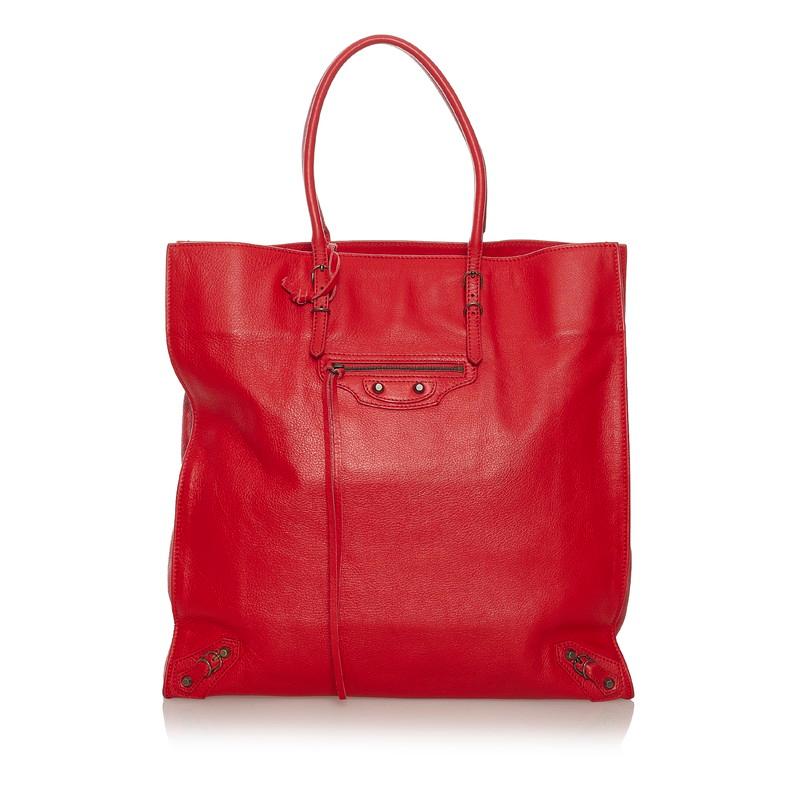 バレンシアガ　バッグ　赤 BALENCIAGA（バレンシアガ） ザ ペーパー レジャー トートバッグ