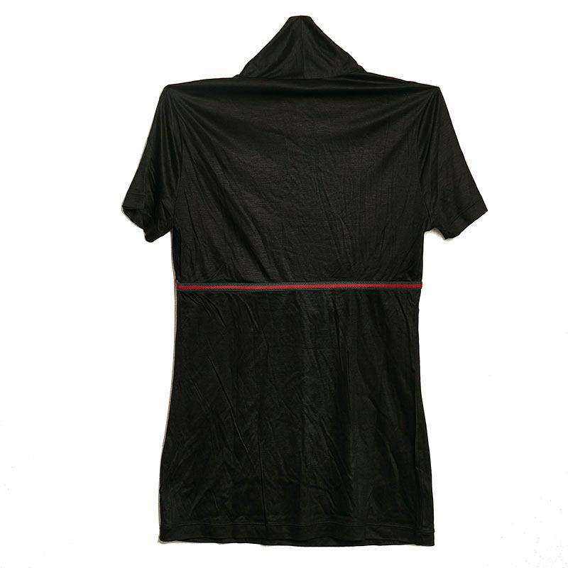 美品 GUCCI グッチ ウェブ シェリーライン Vネック 半袖 ショートスリーブ カットソー Tシャツ 小さいサイズ XS ブラック レディース 古着 中古 USED GUCCI（グッチ） シェリーライン Vネック 半袖Tシャツ ブラック