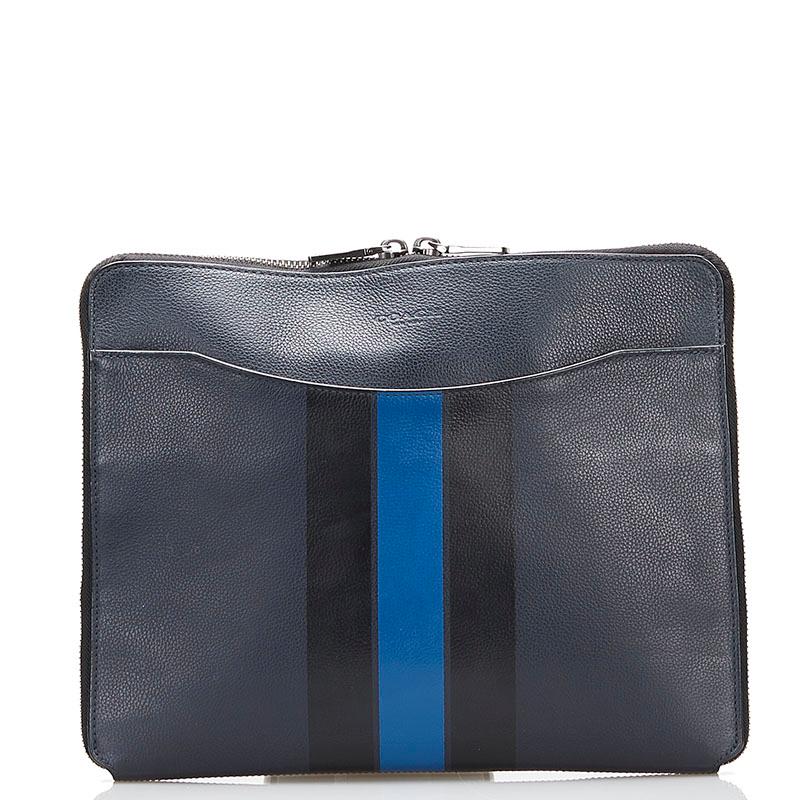 コーチ ストライプ クラッチバッグ セカンドバッグ F66312 ネイビー ブルー レザー メンズ COACH 【中古】  :1-0069165:銀座パリス Yahoo!ショッピング店 - 通販 - Yahoo!ショッピング