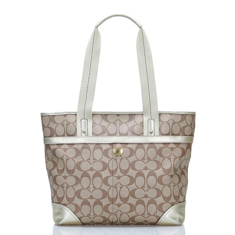 COACH コーチ トートバッグ シグネチャー ホワイト レザー 保存袋。 COACH コーチ トートバッグ シグネチャー コーテッドキャンバス