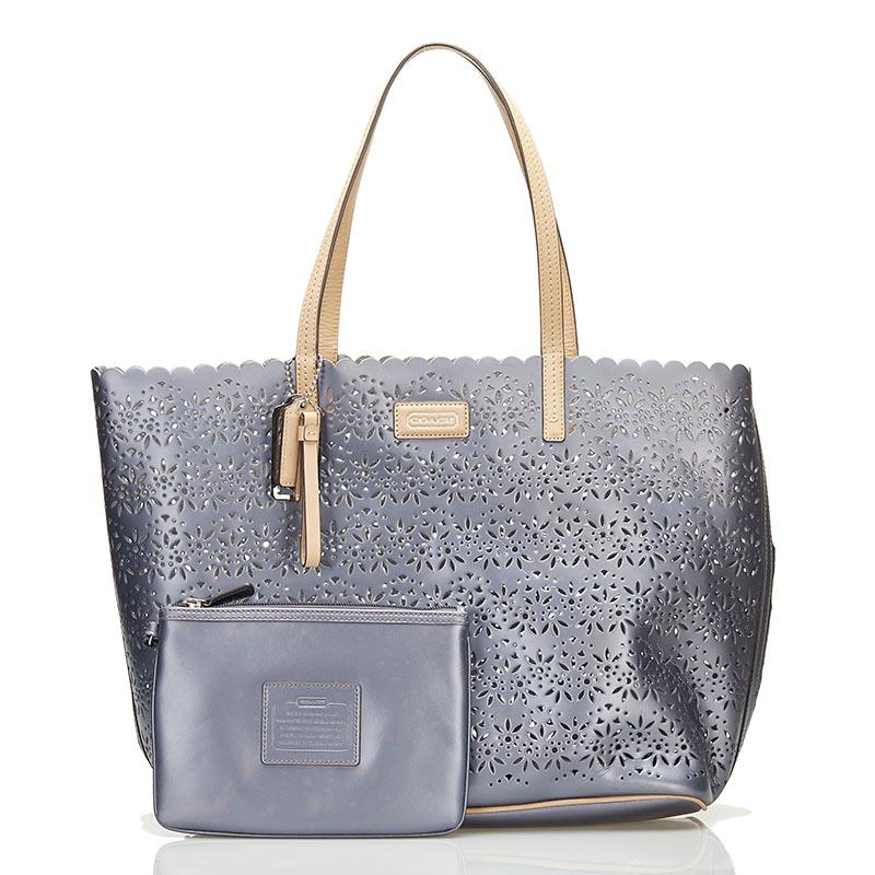 COACH（コーチ） パンチング トートバッグ ショルダーバッグ グレー