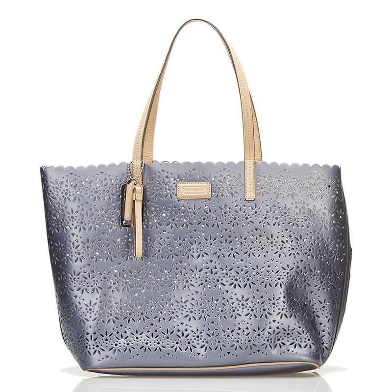 COACH（コーチ） パンチング トートバッグ ショルダーバッグ グレー
