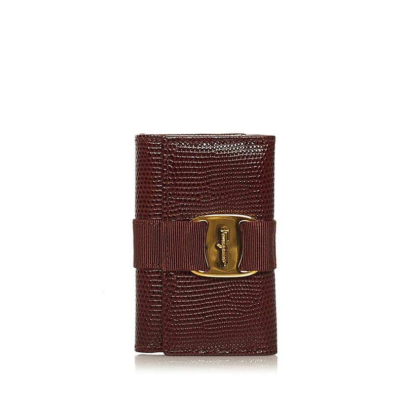 未使用！Salvatore Ferragamo☆ダークブラウン6連キーケース サルヴァトーレフェラガモ ヴァラ 6連 キーケース 22-3056 ブラウン