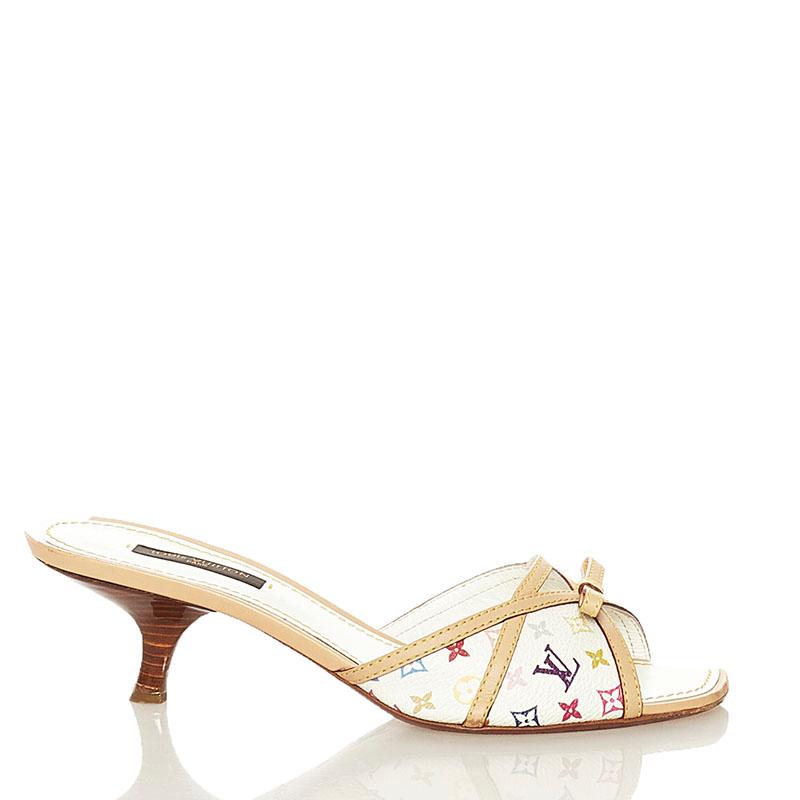 美品　ルイ・ヴィトン マルチカラー モノグラム パンプス レディース 白　花 LOUIS VUITTON ルイ ヴィトン モノグラムマルチカラー パンプス