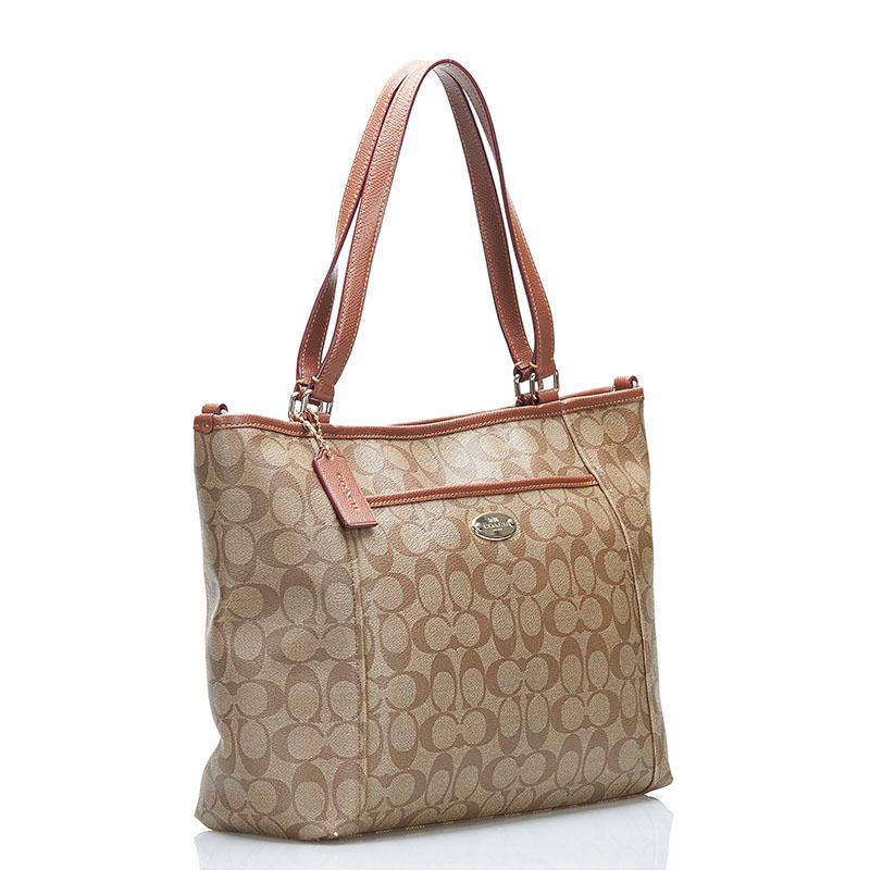 COACH トートバッグ F33006 ベージュ　ロゴチャーム PVC COACH トートバッグ F33006 ネイビー ロゴチャーム PVC×レザー