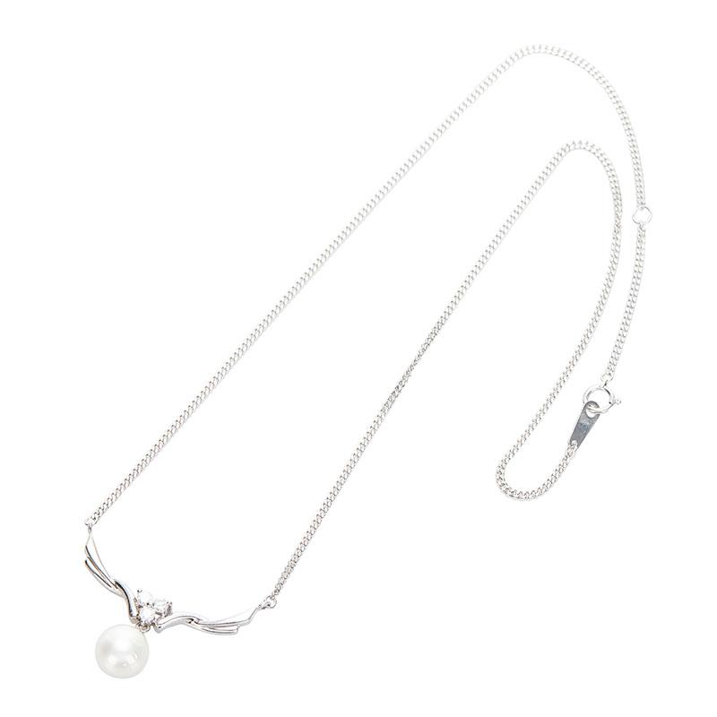 Pt850 プラチナ パール9.5mm ダイヤ0.24ct ジュエリーマキ ネックレス  