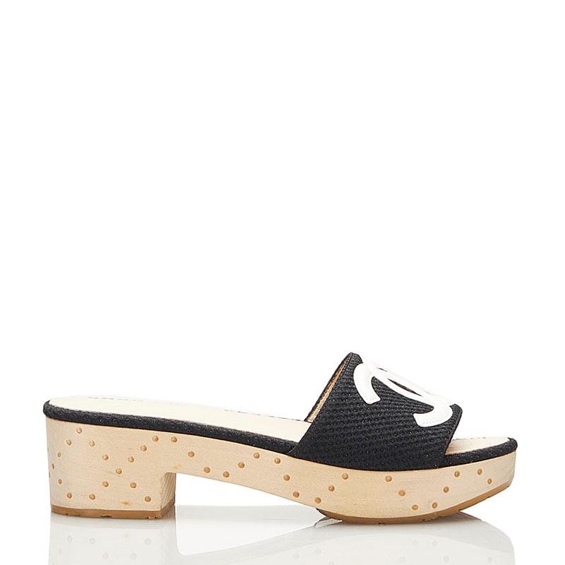 CHANEL シャネル ココマーク ウッドソール サンダル G27145 ブラック  