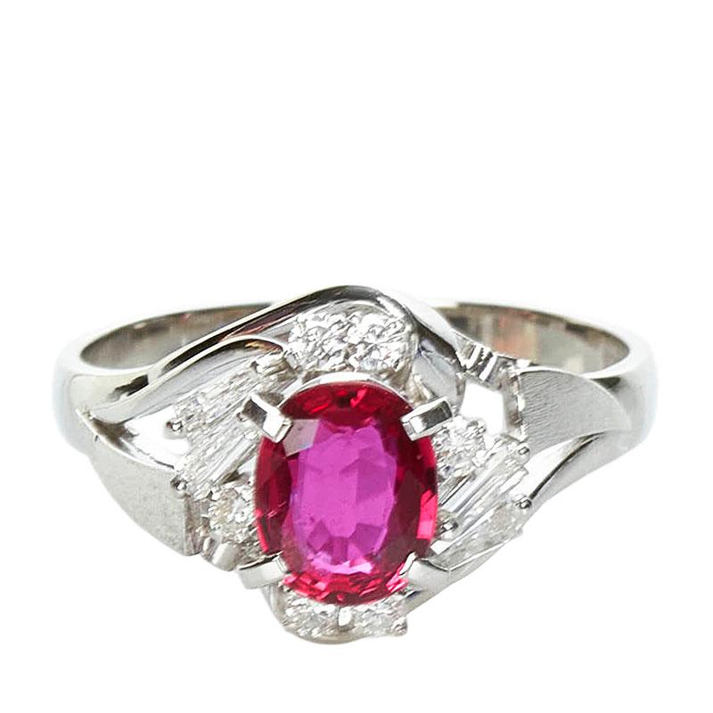 Pt900 プラチナ ルビー0.88ct ダイヤ0.31ct リング 指輪 レディース 13 