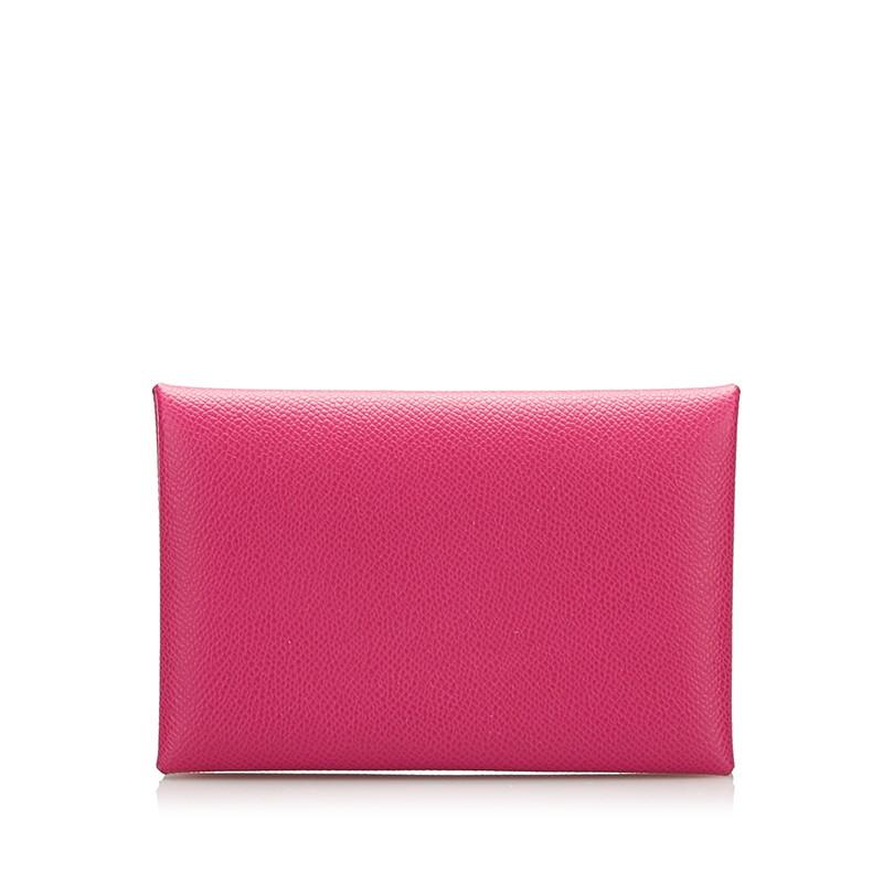 HERMESエルメスカルヴィ名刺入れカードケースピンクT