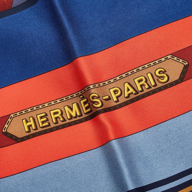 HERMES（エルメス） カレ90 Les Sangles ベルト柄 スカーフ ネイビー