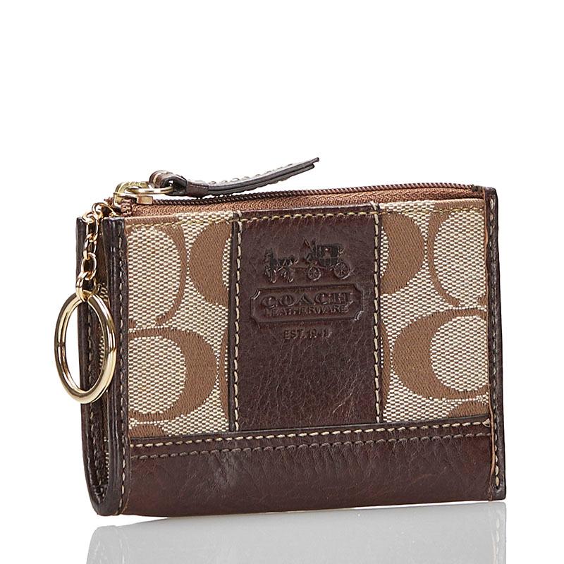 COACH（コーチ） シグネチャー コインケース ブラウン ベージュ