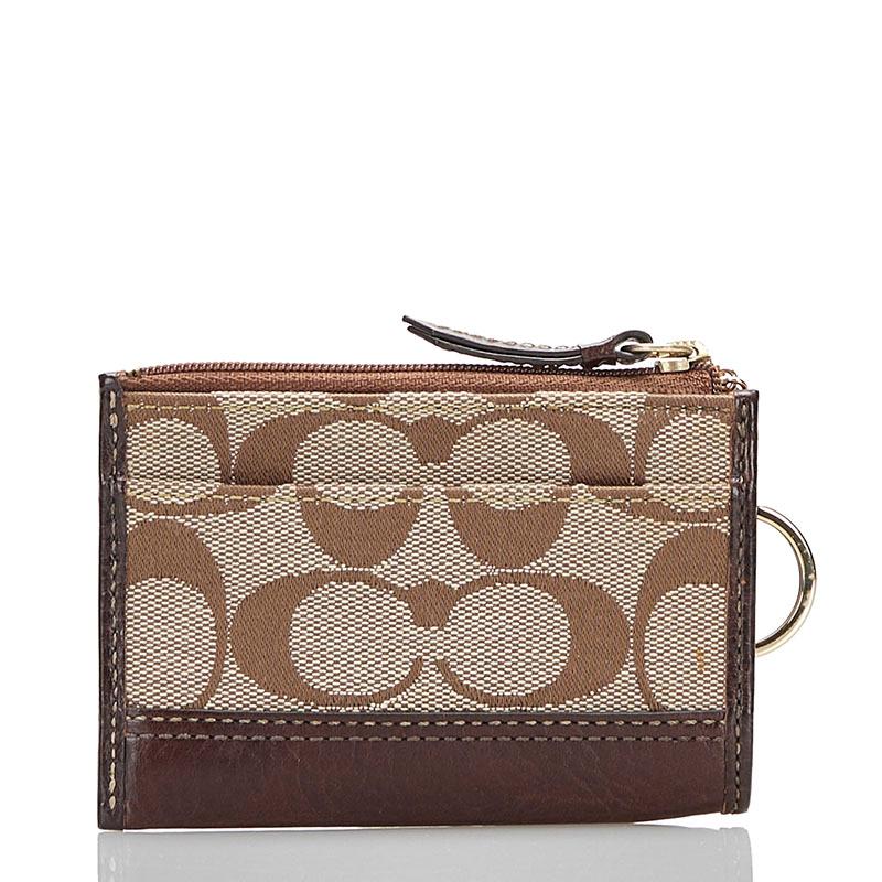 COACH（コーチ） シグネチャー コインケース ブラウン ベージュ