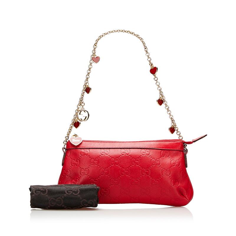 GUCCI】レザー 赤 ボストンバッグ ハートチャーム付き