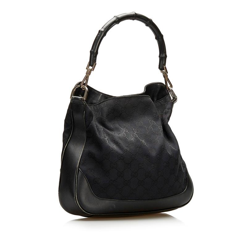 GUCCI バンブーショルダー バッグ キャンバス ブラック 001 4060 GUCCI バンブーショルダー バッグ キャンバス ブラック 001 4060