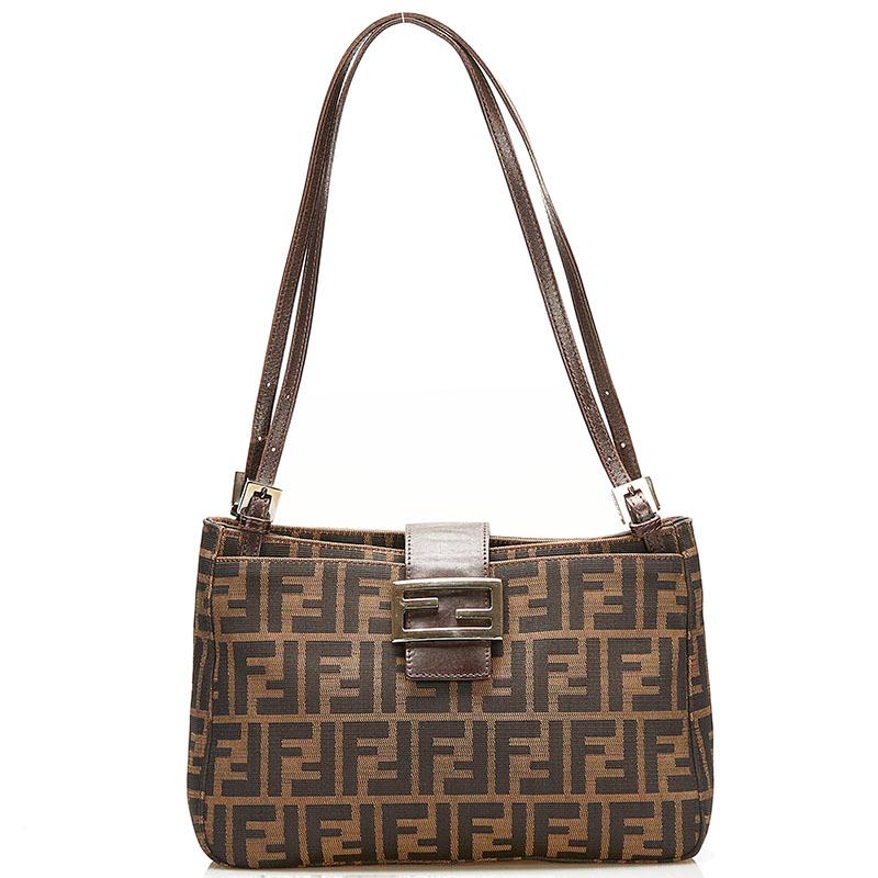 FENDI ズッカ　ハンドバッグ　トートバッグ　ナイロン　レザー　ブラウン 楽天市場】FENDI フェンディ ズッカ柄 エトニコ ハンドバッグ