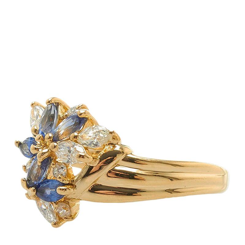 K18YG イエローゴールド サファイア0.57ct ダイヤ0.34ct ジュエリー 
