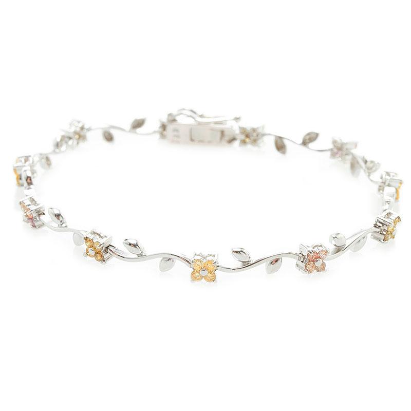 K18WG ホワイトゴールド ダイヤ1.00ct フラワー ブレスレット 