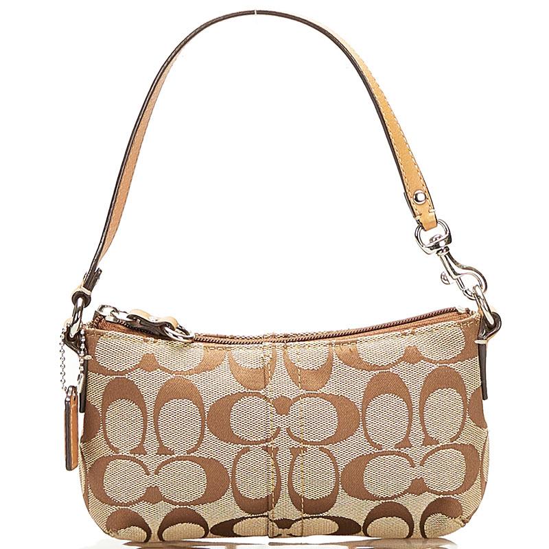 COACH コーチ シグネチャー ポーチ ミニハンドバッグ ベージュ 