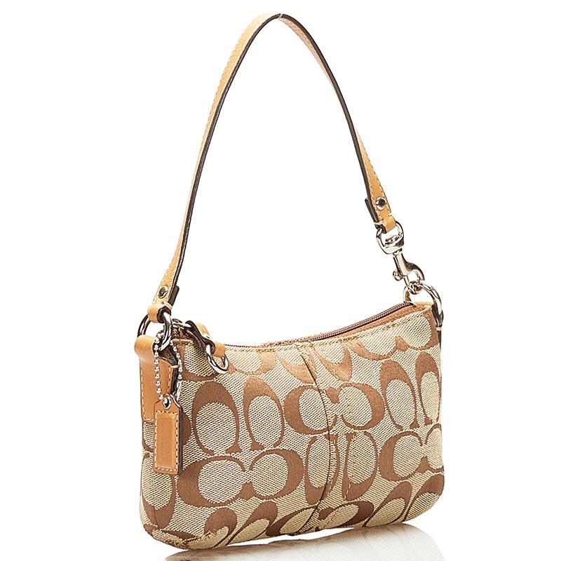COACH（コーチ） シグネチャー ポーチ ミニハンドバッグ ベージュ