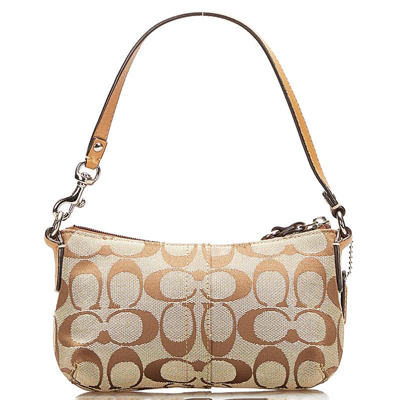 COACH（コーチ） シグネチャー ポーチ ミニハンドバッグ ベージュ