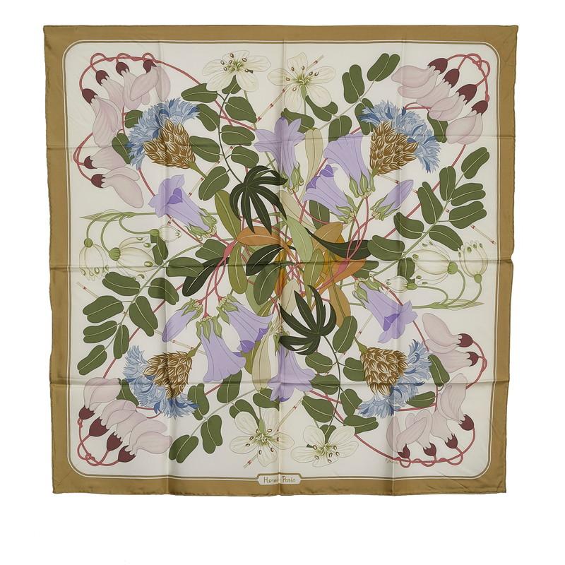 エルメス カレ90 Flora Graeca ギリシャの花 スカーフ グリーン マルチ 