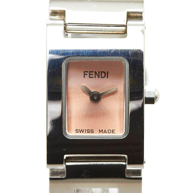フェンディ 腕時計 クオーツ ピンク文字盤 ステンレススチールFENDI-