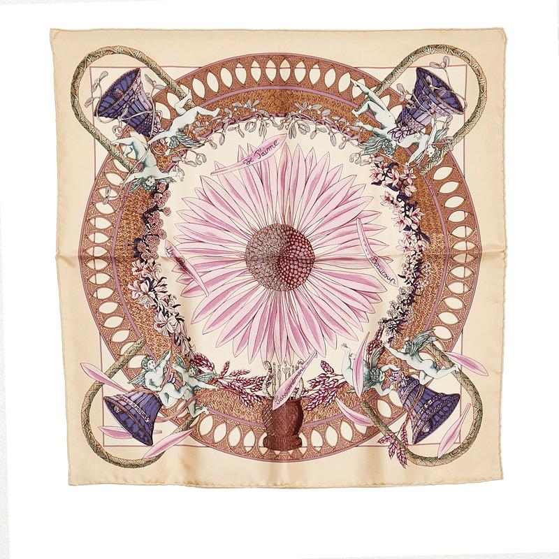 HERMES エルメス カレ40 AMOURS 愛 スカーフ パープル マルチカラー 