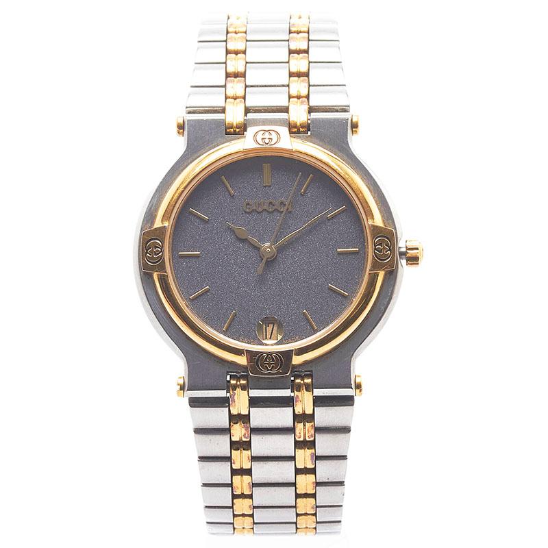 GUCCI グッチ コンビ 腕時計 9000M クオーツ グレー文字盤 ステンレス