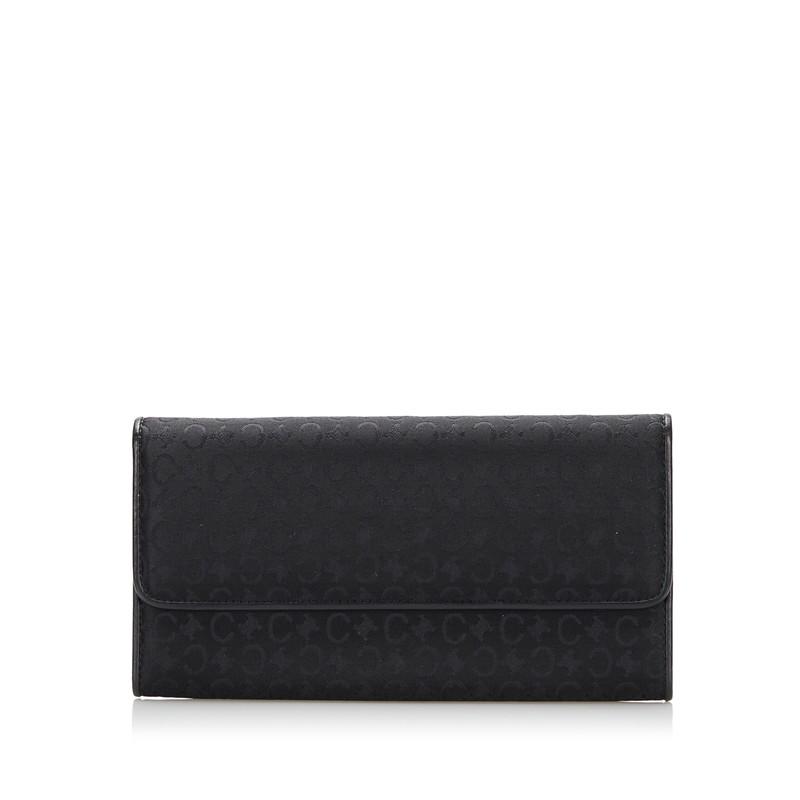 CELINE（セリーヌ） Cマカダム 長財布 ブラック キャンバス レザー