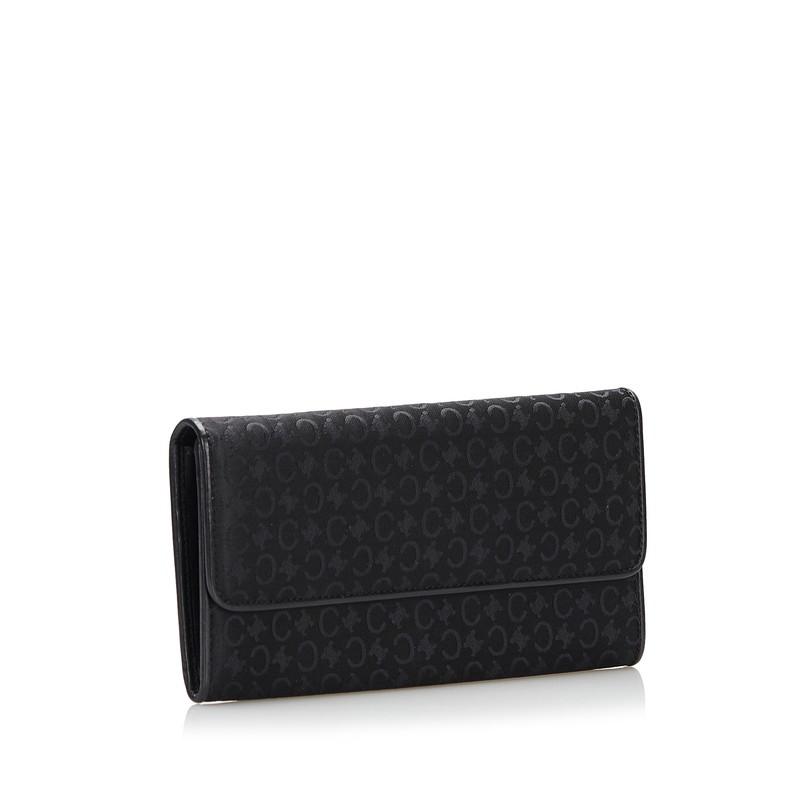 CELINE（セリーヌ） Cマカダム 長財布 ブラック キャンバス レザー