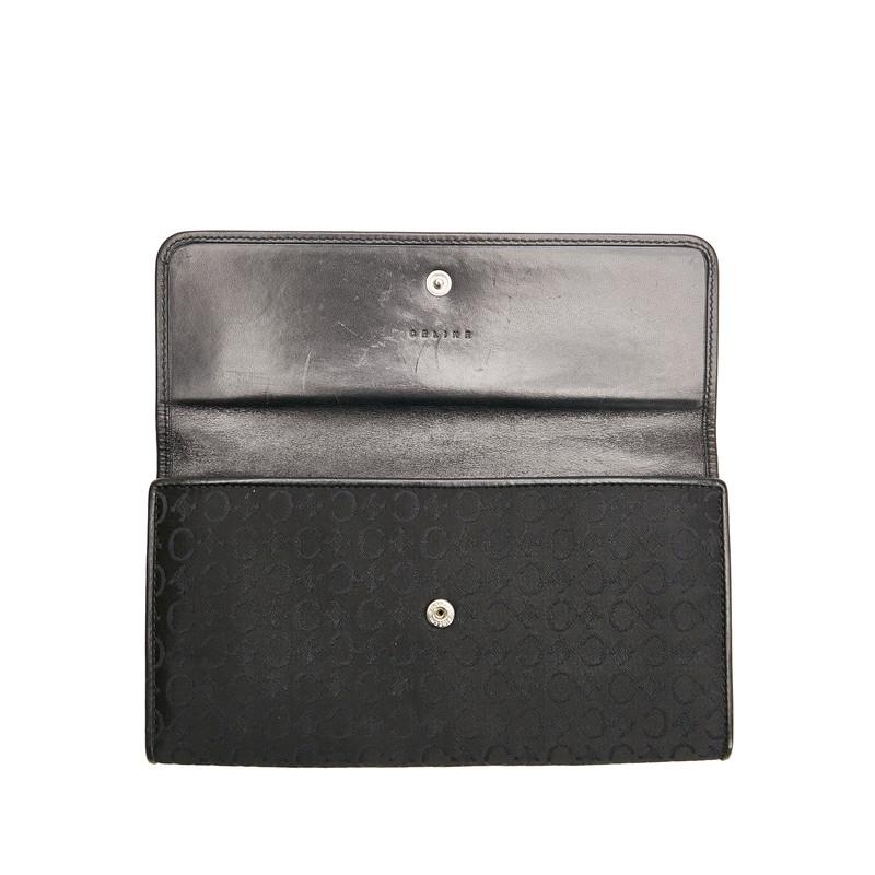CELINE セリーヌ Cマカダム ブランド キャンバス 財布 折財布 CELINE セリーヌ Cマカダム 総柄 三つ折り財布 ブラック 黒 ジャガード
