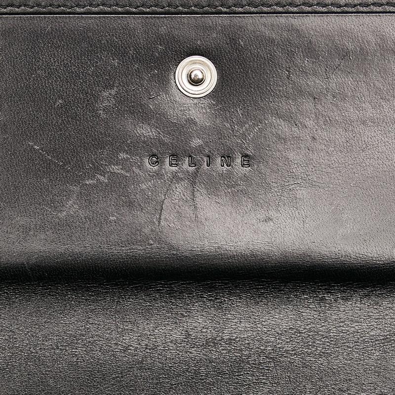 CELINE（セリーヌ） Cマカダム 長財布 ブラック キャンバス レザー