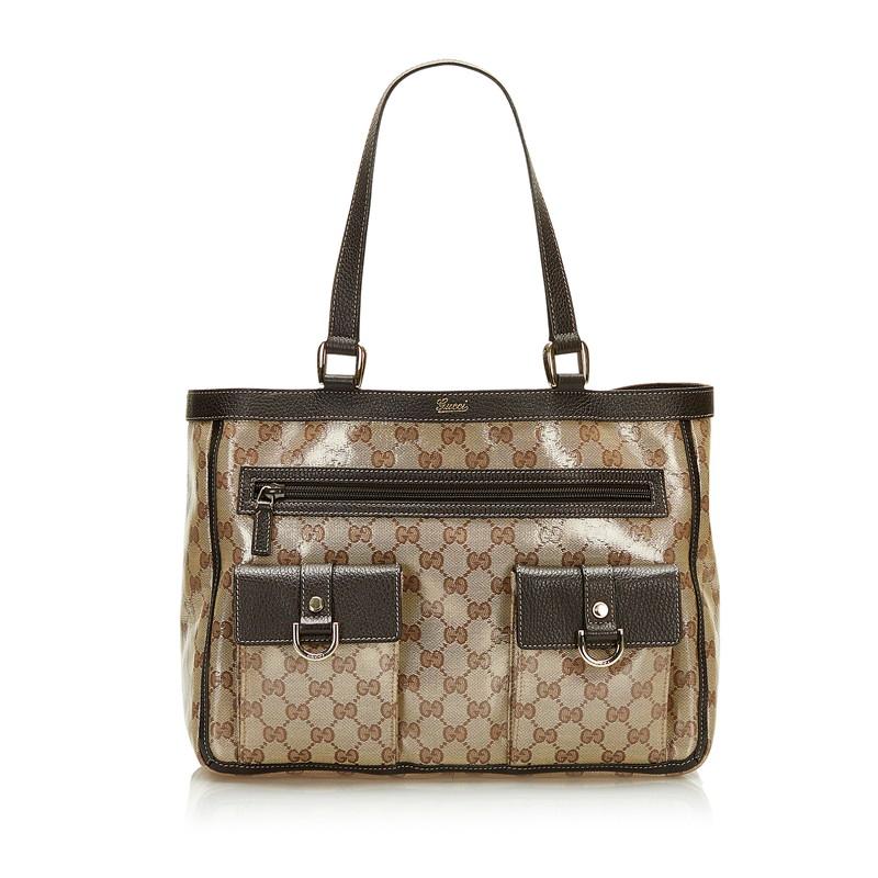 GUCCI グッチ GGクリスタル トートバッグ 268639 ベージュ PVC レザー  