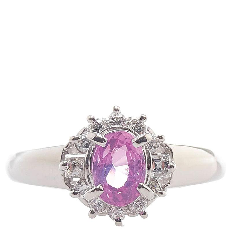 Pt850 プラチナ ピンクサファイア0.84ct ダイヤ0.24ct リング 指輪  