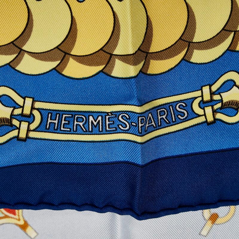 HERMES エルメス カレ90 KOSMIMA コスミマ 宇宙 スカーフ ブルー