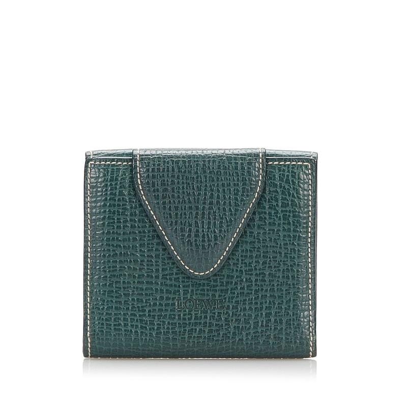 ロエベ 二つ折り財布 グリーン レザー レディース LOEWE 【中古】 : 1 