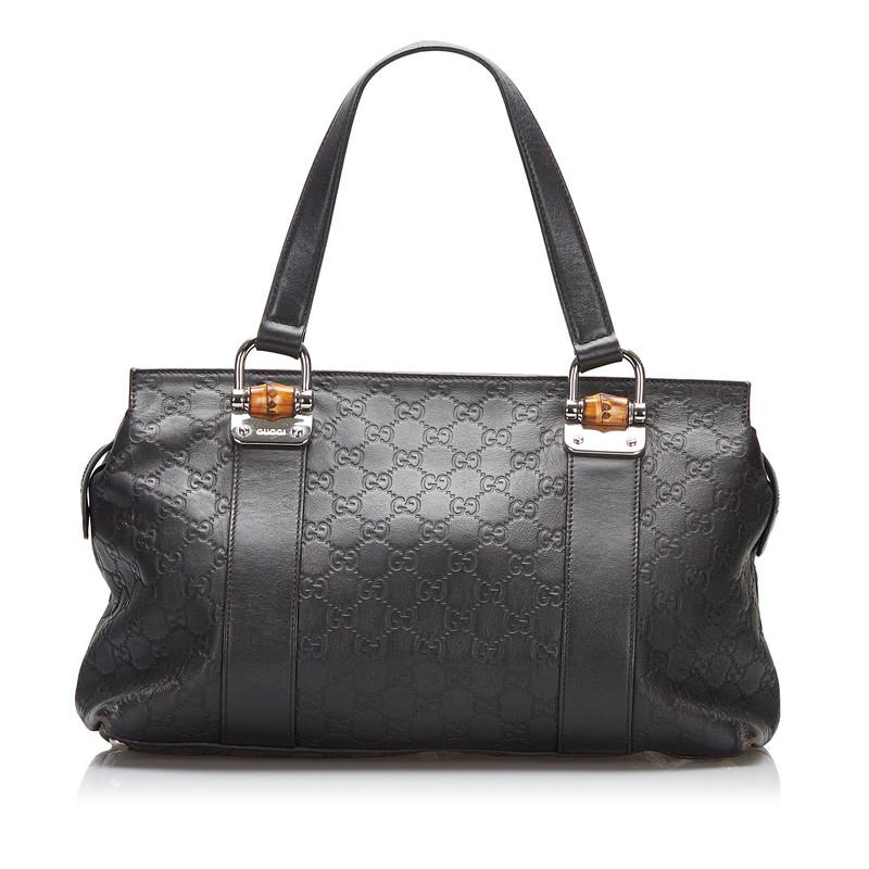 美品 グッチ バンブー レザー ハンド バッグ ビジネス シルバー 金具 黒 楽天市場】美品 グッチ バンブー レザー 2WAY ショルダー ハンド