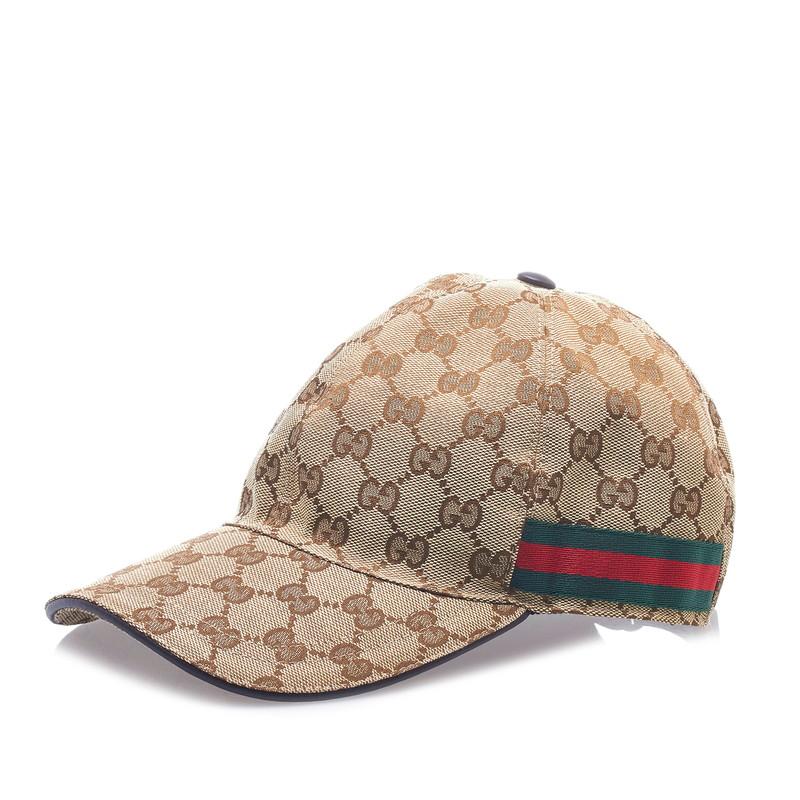 【美品】グッチ 帽子 バケットハット ベージュ キャンバス シェリーライン GUCCI（グッチ） GGキャンバス シェリーライン キャップ ベースボール