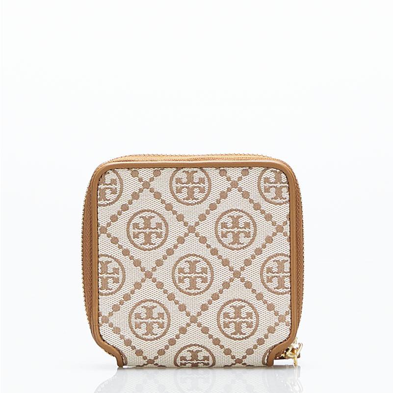【美品】Tory Burch ベージュ レザーモノグラム二つ折り財布 TORY BURCH トリーバーチ 財布 レディース 二つ折り財布 レザー