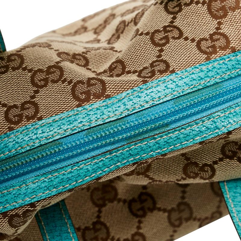 GUCCI GGパターン ハンドバッグ 小型 ベージュ/ブルー