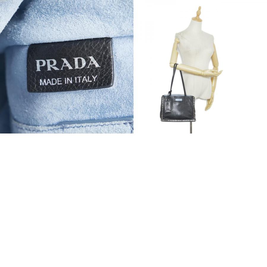 PRADA（プラダ） スタッズ トートバッグ ブラック レザー レディース