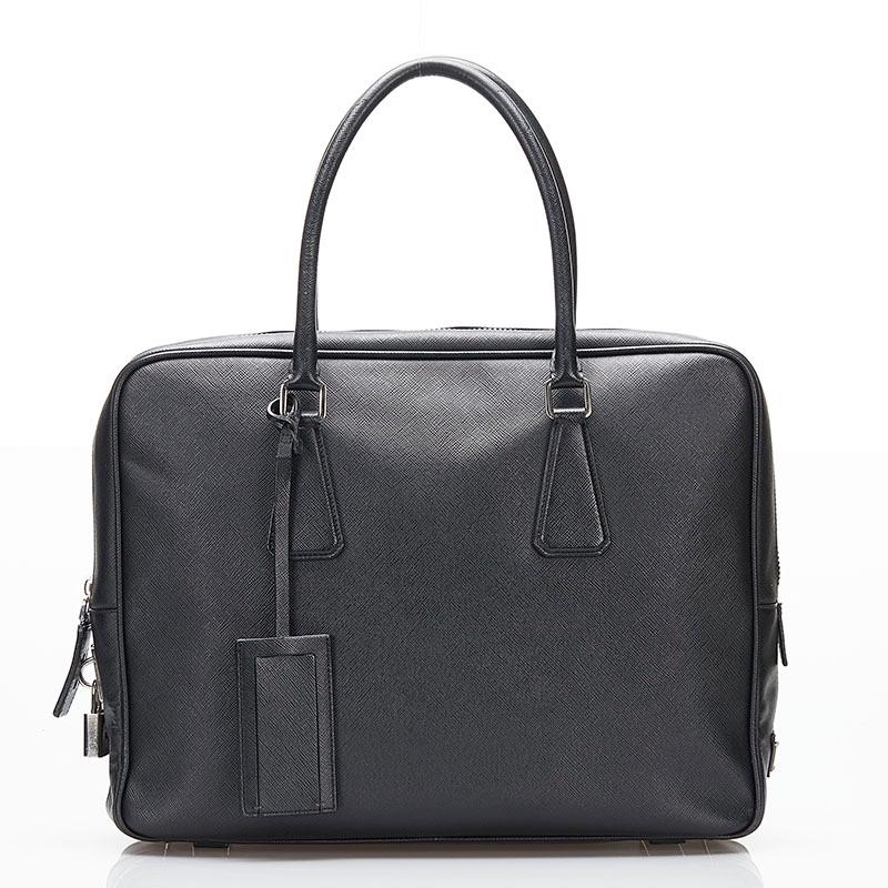 PRADA プラダ ハンドバック ブリーフケース レザー 黒 レディース メンズ 良品 プラダ レザー ビジネスバッグ 鞄 ハンドバッグ 黒