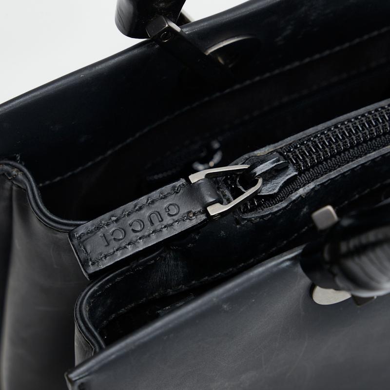 美品gucci グッチバンブートートバッグ　ハンドバッグブラックレザー小ぶり GUCCI グッチ バンブー ハンドバッグ トートバッグ 0021016