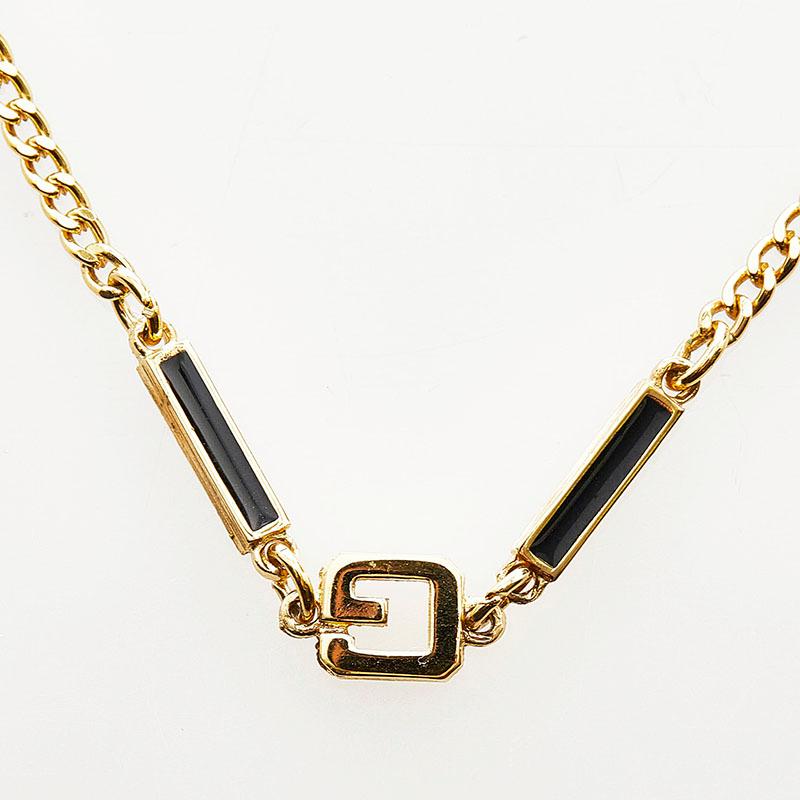 ジバンシー スクエアバー ネックレス ゴールド ブラック メッキ