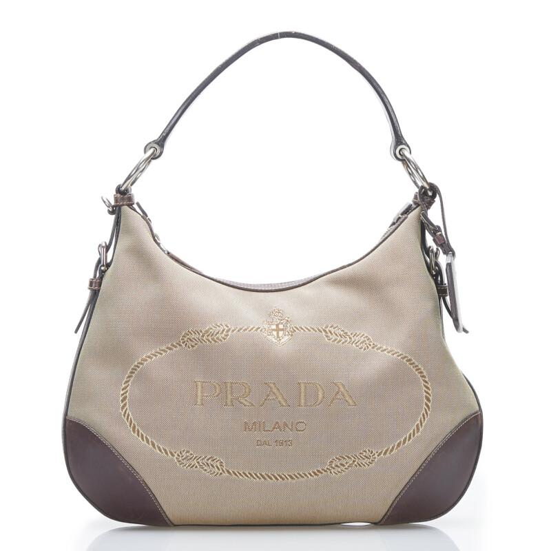 PRADA プラダ ジャガード ワンショルダーバッグ ハンドバッグ ブラウン 