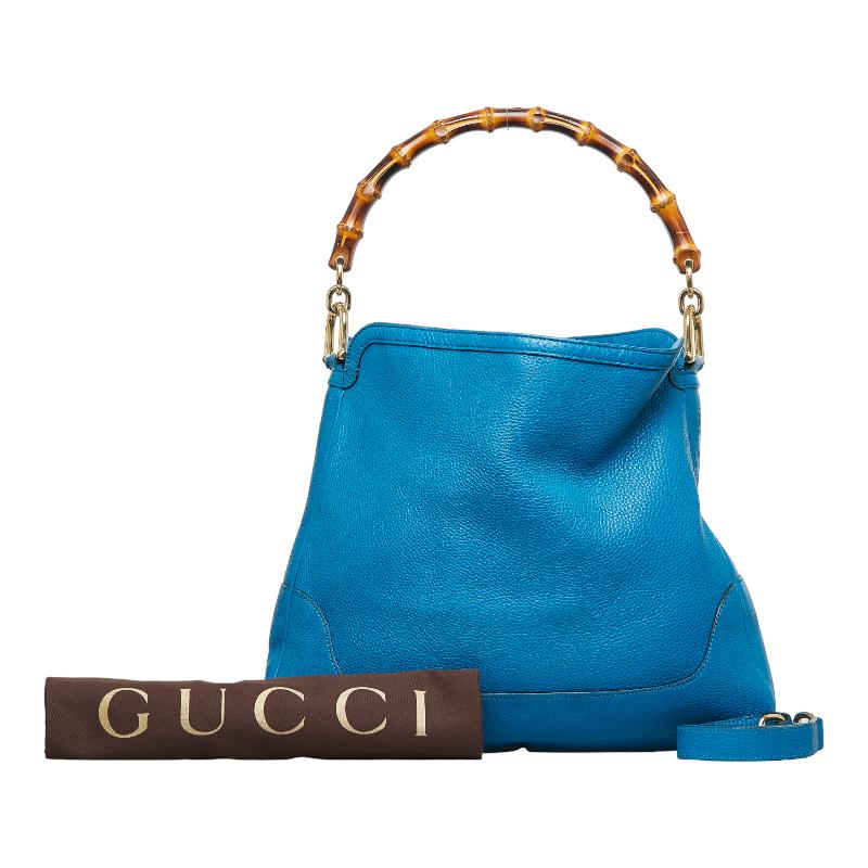 レア色.正規 GUCCI グッチ　ダイアナ　バンブー　バッグ　カバン　青　ブルー GUCCI（グッチ） バンブー ダイアナ ハンドバッグ ショルダーバッグ
